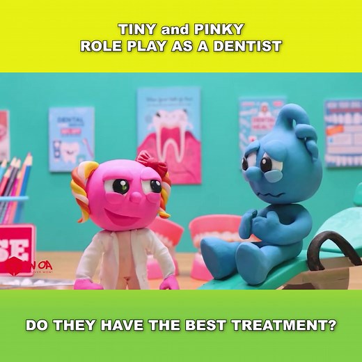 Tiny and Pinky role-play as a dentist! #woanetwork #woavideo #woatiny #claymixer #stopmotion #animation #MCN