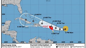 Hurricane Irma's path shifts westward, storm gets stronger