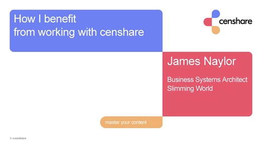 We recently asked @James Naylor of @Slimming World about the benefits of using censhare. Here's what he had to say about our Omnichannel Content Management system, and how they use it. Check it out in this video. | censhare