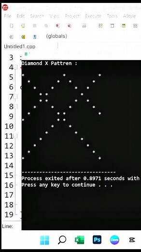 Diamond X Pattern in C++ 🔥 | Easy Star Pattern Program | Dev-C++ Tutorial