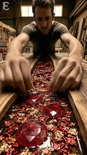 Giant Ruby Jewel Dining Table Glows 🔥💎 (Epic Resin)