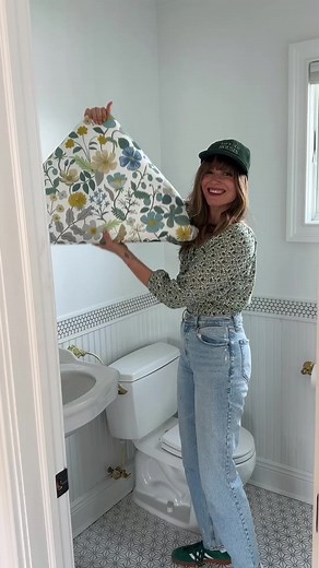 Beautiful DIY Bathroom Decor with Rifle Paper Wallpaper