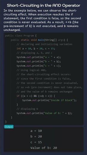 Short Circuiting in the AND Operator (Java Logical Operators)