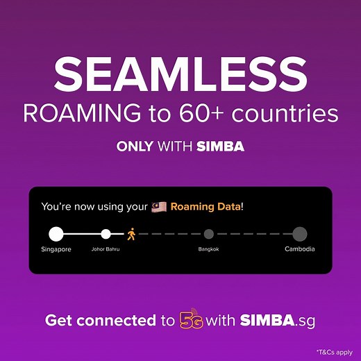Did you know all SIMBA plans include roaming data to 60 countries? This allows SIMBA customers to experience seamless connection from Singapore to the destinations they travel to. Sign up or port-in now @ SIMBA.sg Instant eSIM activation available too. #SIMBA #SimplyTheBest #StayConnected #SuperRoam #SeamlessRoaming | SIMBA Telecom
