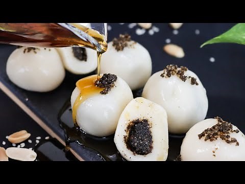 5 Ingredients | Japanese sticky rice balls | Sweet Peanut-sesame filling