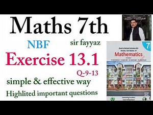 Maths class 7th | exercise 13.1 | ex 13.1 | Q-9-13 | NBF | unit 13 | probability | grade 7