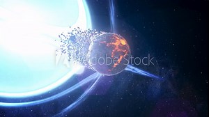 Massive black hole sucks alien planet 3D rendering of large Black Hole pulling planets, sci-fi concept, 2024