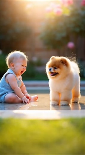 👀👈Baby & Boo Dog Splashing Fun!🐶👶