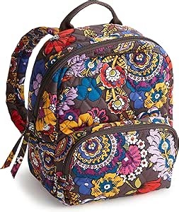 Vera Bradley Women's Premium Cotton Mini Banbury Backpack, Colorful Bouquet, One Size