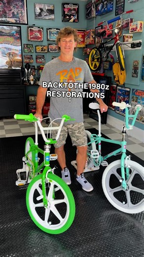 Backtothe1980z on Instagram: "I just restored both of these Freestyle bikes. The lime green one is an ‘86 Mongoose FS1 and the mint green one is an ‘87 Mongoose Decade. A matching pair 😎 I love these bikes. #80s #genx #1980s #bmxfreestyle #bmxlife #freestyle #restorationproject #collections #oldschoolstyle"