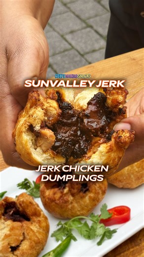 CHEFS MAKING SNACKS - CARNIVAL SPECIAL ft @sunvalleyjerk ’s jerk chicken dumplings 🥟🇯🇲 @nhcarnivalldn returns this weekend, so we celebrated by grabbing a snack from one of the best food traders you can find there...Sunvalley Jerk. They made us some unbelievable jerk chicken stuffed dumplings - a fusion of two carnival classics. Think spicy, smoky jerk marinated chicken bursting out of a flaky pastry casing, with a fruity pineapple chutney to dunk 😍 Michelle and Omar started their business a