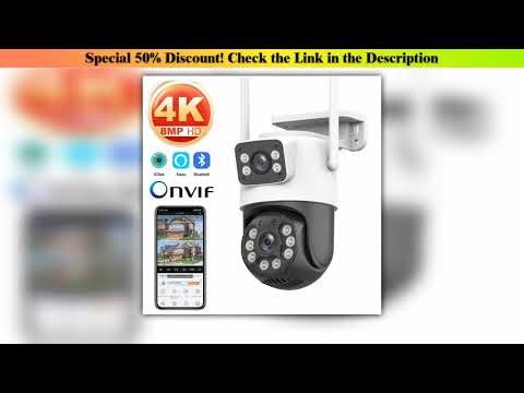 Top 4K 8MP WiFi Surveillance Camera, Dual Lens, 4X Digital Zoom, AI Human Detect, ONVIF, Outdoor Se