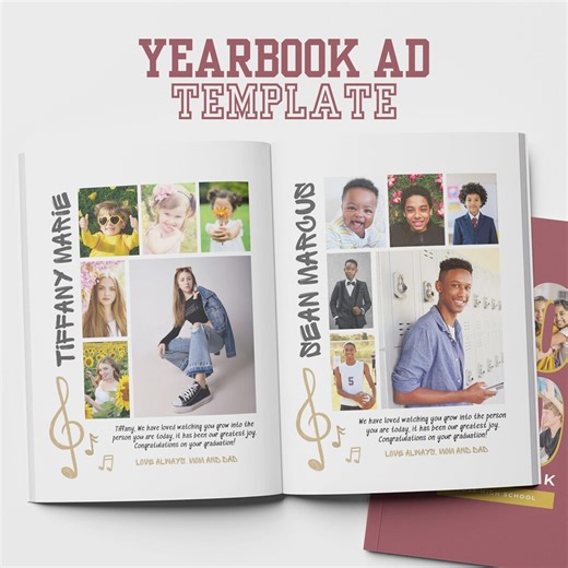 Full Page Yearbook Ad Template Band Kid Choir Dance Recital Program Ad Template | Theatre Playbill Ad Layout | Senior Shoutout Music Notes - Etsy