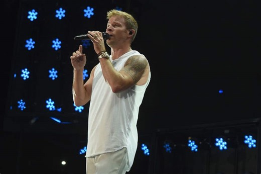 Backstreet Boys Singer Brian Littrell Grabs Hold of Safety Bar During 75-Foot High Vegas Show
