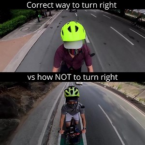 Right way to turn right in front of (or beside) a bicycle user. Here's a comparison video on what to do (and not to do) when there's a bicycle user in front as a motorist is about to turn right at an intersection. If a bicycle user is riding next to or in front of a vehicle, motorists should allow the bicycle user to proceed through an intersection before making a right turn; motorists should always check for bicycle users when turning and should not speed up to try to turn in front of the bicyc