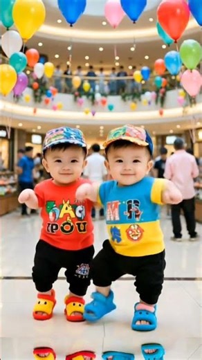 🎈👶 “Adorable Twin Babies in Colorful Outfits | Cutest Mall Moments Ever 😍✨” 👶🎈