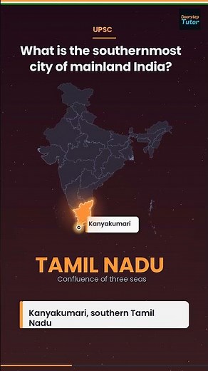 📍Southernmost Tip of Mainland India: Kanyakumari Map Work UPSC #Shorts