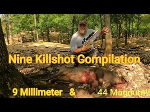 9 Hogs Down In Under 3 Minutes!!! Compilation From High Adventure Ranch! 44 Magnum and 9 Millimeter