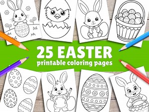 Easter Easy Coloring Pages for Kids, Toddlers, Preschoolers Toddlers Coloring Book Simple Coloring Pages Homeschool Printable, Kindergarten - Etsy