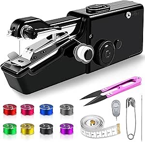 Ponal Handheld Sewing Machine, Small Sewing Machine, Easy Operate Sewing Machine for Beginners, Portable Sewing Machines for Various Fabrics, Tool Kit for Clothing Repair and Sewing Crafts
