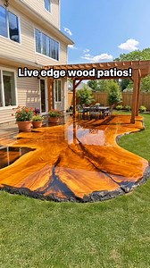 Love these live edge wood patios! 🤯👏 #PatioDesign #backyardgoals #interiordesign #tiktokmademebuyit | Inspiring Designs