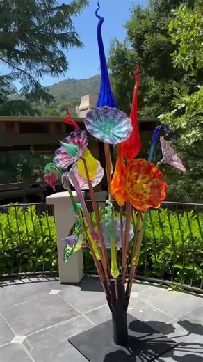 Blown Glass Flower Sculpture: Large Garden Art Bouquet - Etsy