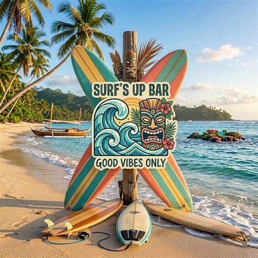 Surf’s up Bar Metal Sign, Tropical Beach Wall Decor, Tiki Surfboard Sign, Coastal Bar Art, Summer Vibes Decor Gift - Etsy