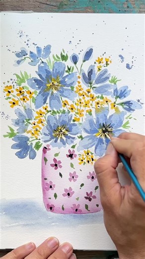 Easy Watercolor Vintage Flowers Painting Tutorial for Beginners