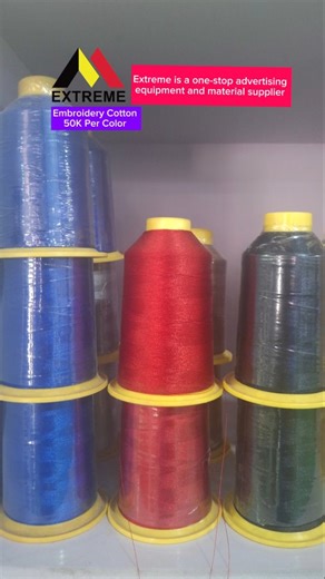 Bring your embroidery projects to life with Extreme’s premium-grade embroidery cotton selling @ only 50K per color. Our threads are designed for creators who want vibrant colours, long-lasting shine, and flawless stitching—every single time. ✔ High-strength fibers for smooth stitching ✔ Rich, fade-resistant colours ✔ Perfect for high-speed embroidery machines ✔ Ideal for branding, uniforms, fashion & décor ✔ Affordable. Durable. Professional. Make every stitch stand out with Extreme Embroidery C