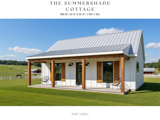 800 SQ FT Tiny House, 32'-0" X 25'-0", Cottage, Floor Plans, Modern Farmhouse, Architectural Plans, Ranch, 1 Bedroom, 1 Bathroom, Home Plans - Etsy