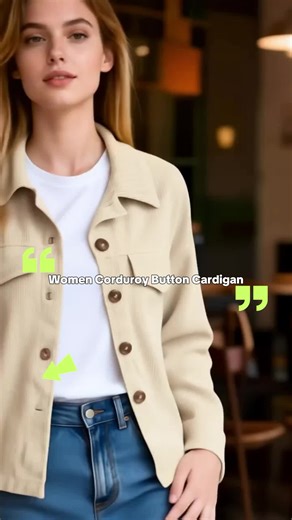 Women's Spring Autumn Corduroy Button Cardigan, Long Sleeve Short Shirt, Fashion Casual Jacket Coat, Stylish and Comfortable Outerwear #wintercoat #winterjacketttiktokshopholidayhaul #longwoolcoats #fashionablewomensclothing #oversizedcardigan #jacketstyle #cutejacket #womenscasualfashion #sweaterblazer #womansclothes