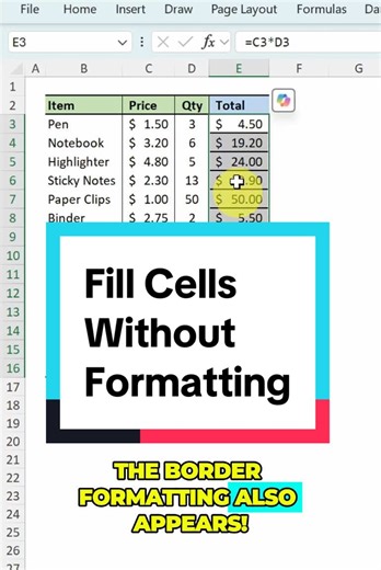 2 Excel Tricks to Fill Cells Without Formatting