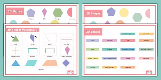 2D Shape Vocabulary Word Mat