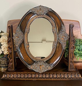 Vintage Victorian Style Ornate Oval Vanity Mirror - Faux Bronze Swivel Dresser Top & Wall Mount - Made in Taiwan - Etsy