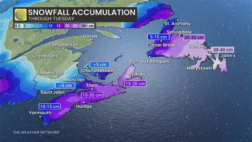 Major winter storm to bring up to 40 cm of snow in Atlantic Canada
