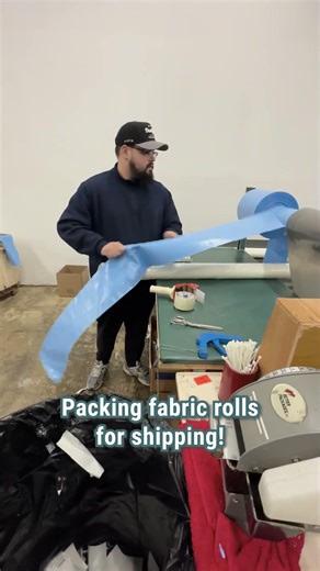 Packing fabric rolls for shipping #onlinefabricstore #bts #warehouse
