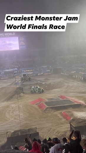 3.8K views · 74 reactions | Craziest Monster Jam World Fonals Race Ever! Grave Digger vs Son-uva Digger in the rain with a huge crossover jump! | CCxRC | Facebook