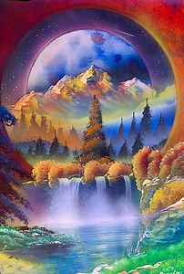 Alien Landscape Painting: Glowing Waterfalls, Distant Planet - Etsy Canada