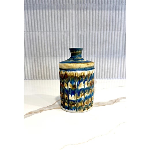 Mid Century Modern Otagiri Ceramic Vase Blue Brown Glazed Art Pottery - Etsy