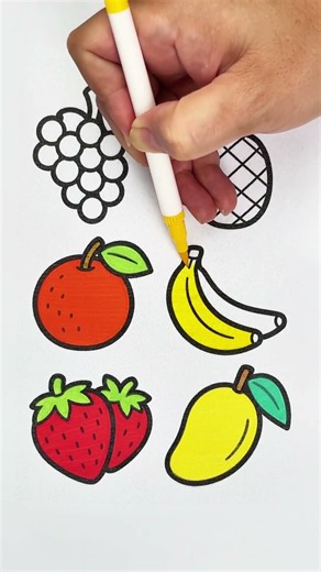 🍇🍍✨ Cute Fruit Coloring #shorts #art #coloringforkids #kidsart