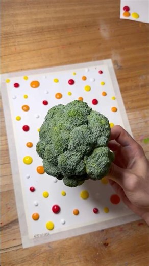 Abstract Art Using a Broccoli! ✨🤩 Watch What These Acrylic Drops Become! 🎨 #funnyart