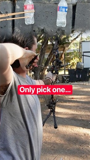 Which one you taking? Bottle challenge, TRAD versus COMPOUND #archery #archerypractice