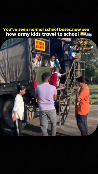 You've seen normal school buses now see how army kids travel to school 🚌🇮🇳 #army #shorts #ytshorts