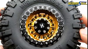 HOBBYSOUL RC Crawler 2.2 Beadlock Wheels and Tires Set 124mm Tall Soft Sticky Mud Slingers tyre & Aluminium Rims for 1/10 Truck TRX4 SCX10 Capra Wraith Upgrades,HS700627
