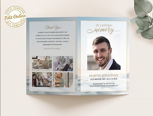 Editable Funeral Program Template, Funeral Memorial, Blue Sky Heaven Order of Service, Celebration of Life Program, Instant Download F118 - Etsy