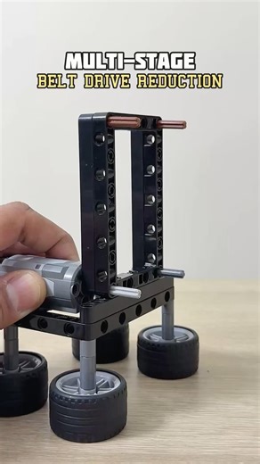 Multi-Stage Belt Drive Reduction #lego #legotechnic #mechanical #mechanism