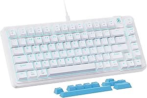 75% Mechanical Gaming Keyboard, LED Backlit Wired Mechanical Keyboard with 3 Stage Adjustable Feet, Linear Red Switch with Sound Absorbing Foams, Compatible with Win/MAC/iOS, White