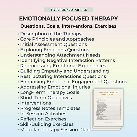 Emotionally Focused Therapy Questions, EFT Psychotherapy Guide, Emotionally Focused Therapy Session Plan, EFT Objectives, Interventions, PDF - Etsy