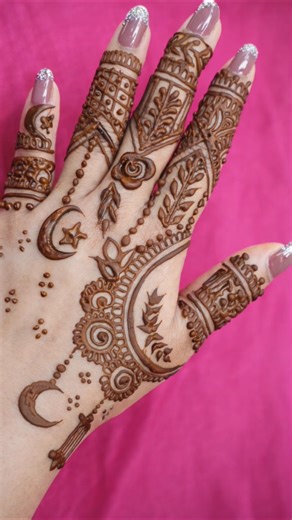 style mehndi design back hand ll moon eid mehndi design 🌙🌙ll easy mehndi design