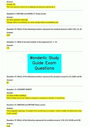 Wonderlic Study Guide Exam Questions video